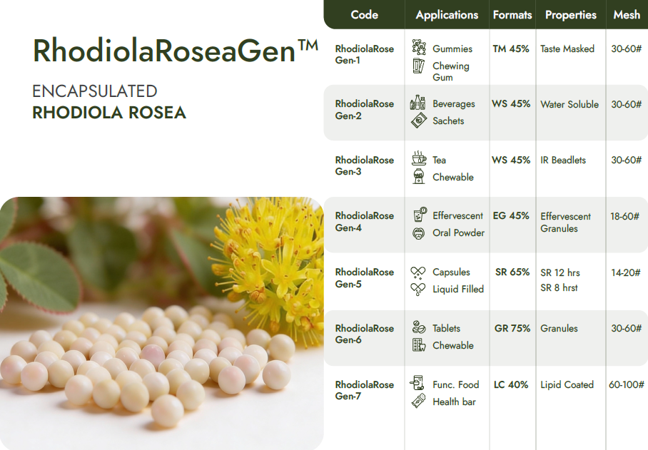 Encapsulated Rodhiola rosea Beadlets
