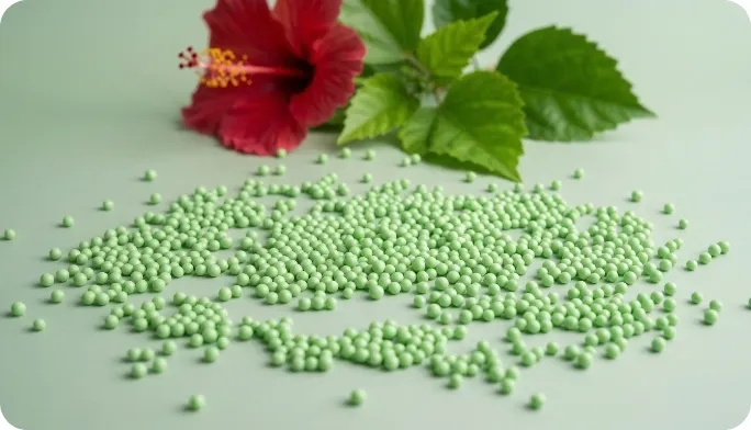 Encapsulated Hibiscus Leaf Beadlets